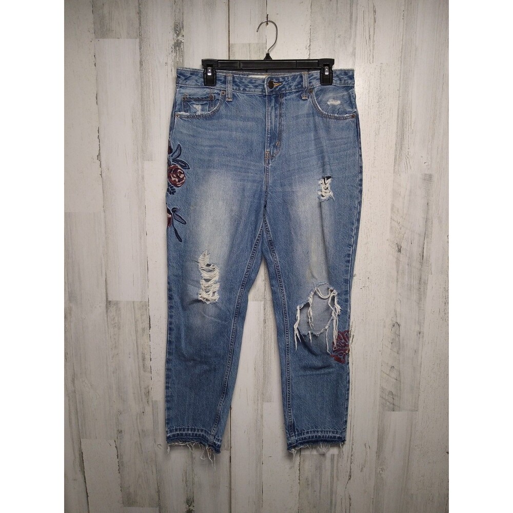 Abercrombie & Fitch Girlfriend Jeans Size 8 Embroidered Distressed